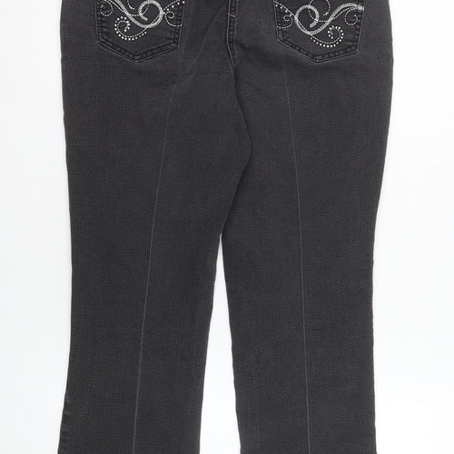 David Emanuel Women's Black Straight Jeans Size 10 Stretch Denim