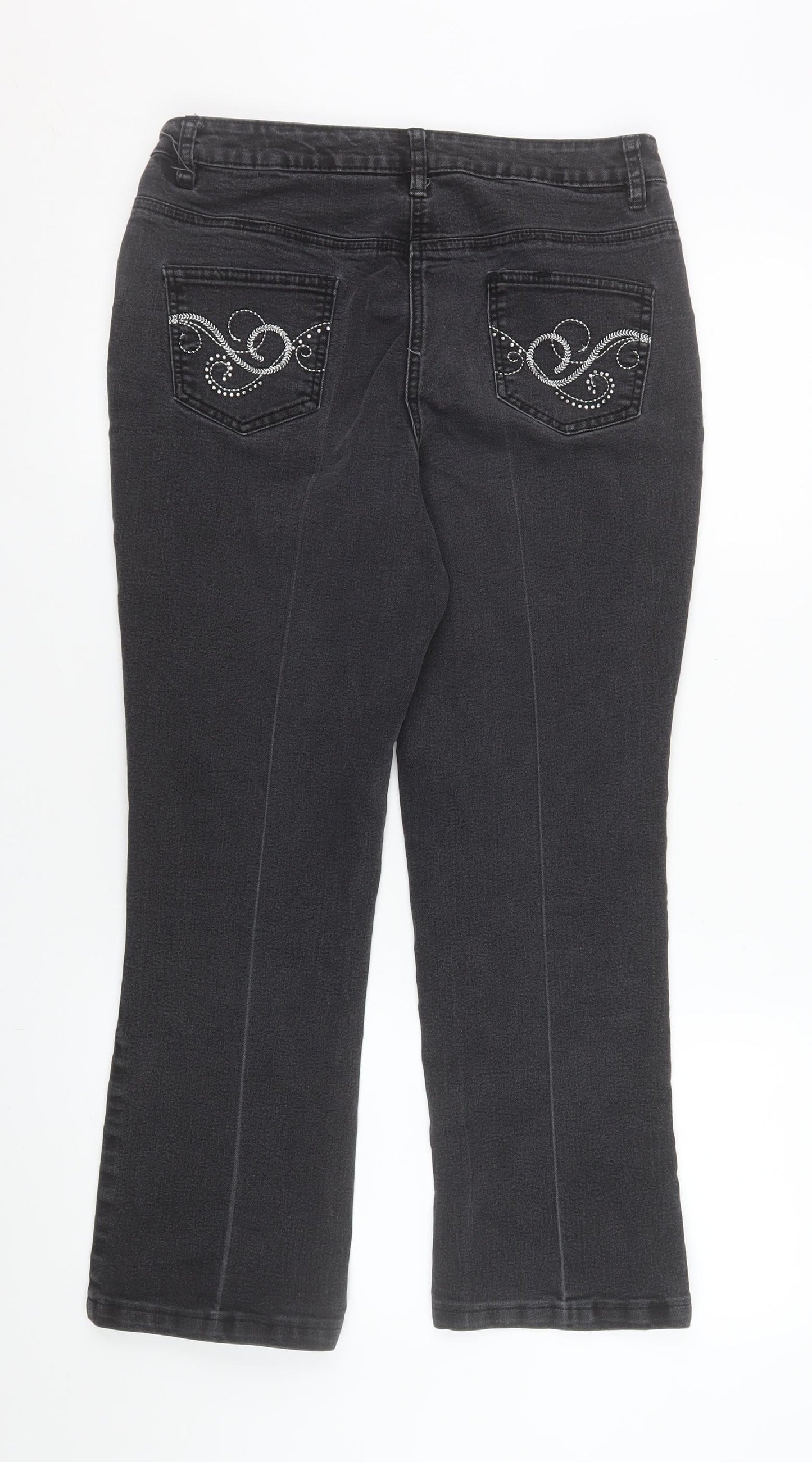 David Emanuel Women's Black Straight Jeans Size 10 Stretch Denim