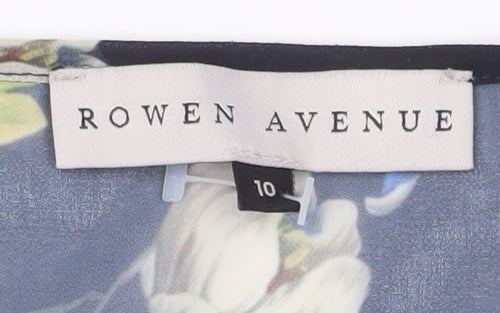 Rowen Avenue Womens Black Floral A-Line Chiffon Dress Size 10