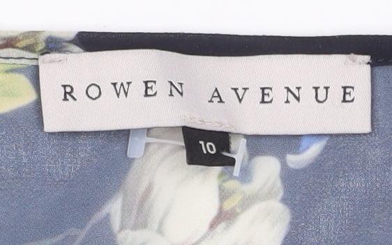 Rowen Avenue Womens Black Floral A-Line Chiffon Dress Size 10