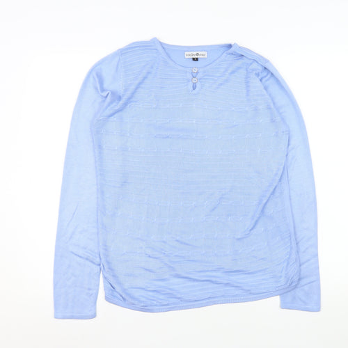 Voulez Vous Women Light Blue Henley Jumper Size S Long Sleeve Knit