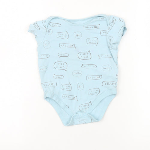 Marks and Spencer Blue Unisex 18-24 Months Short Sleeve Babygrow
