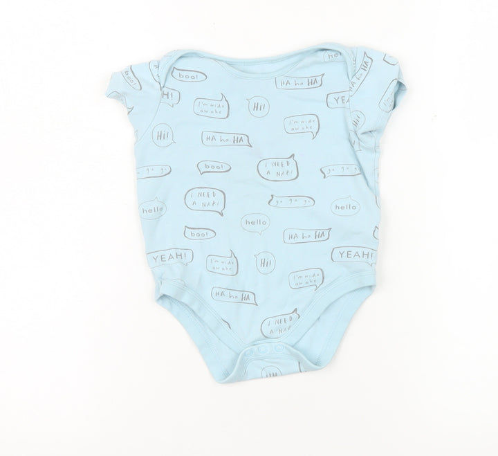 Marks and Spencer Blue Unisex 18-24 Months Short Sleeve Babygrow