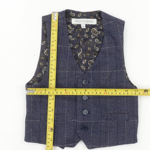 Paisley of London Boys Navy Check Waistcoat 2 Years Formal Wedding Suit