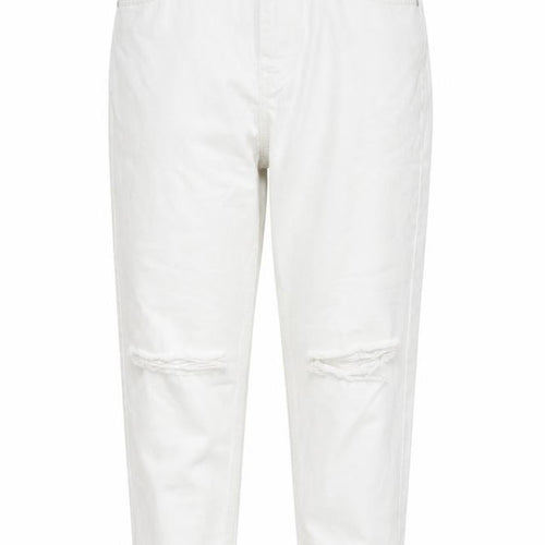 Pull&Bear Women White Mom Jeans Size 14 Distressed Denim High Rise