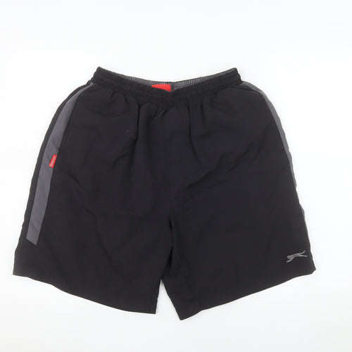Slazenger Mens Black Athletic Training Shorts Size L Elastic Waist