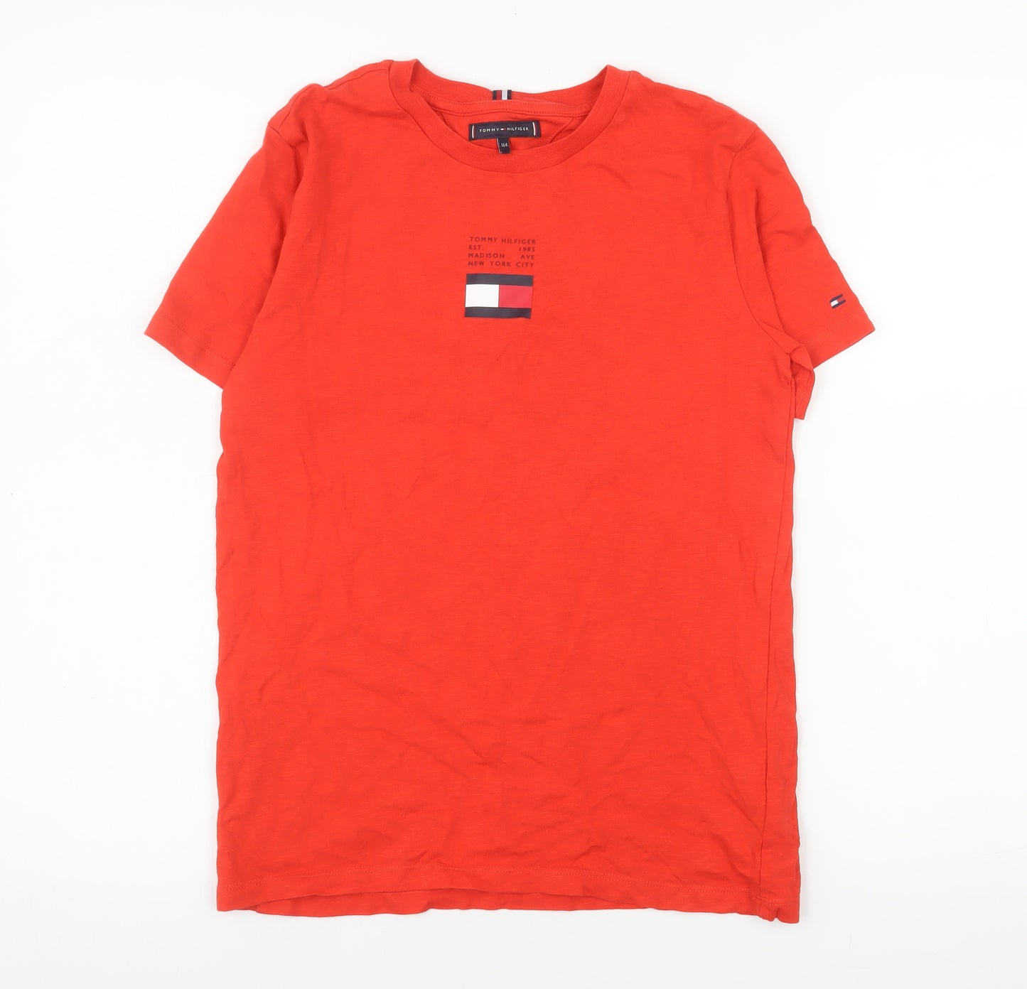 Tommy Hilfiger Men Red Cotton Crew Neck Short Sleeve T-Shirt XS
