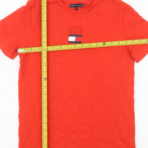 Tommy Hilfiger Men Red Cotton Crew Neck Short Sleeve T-Shirt XS
