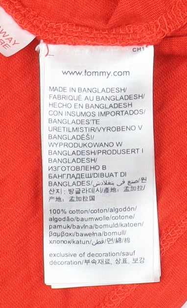 Tommy Hilfiger Men Red Cotton Crew Neck Short Sleeve T-Shirt XS