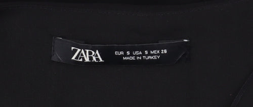 Zara Women Black Short Sleeve V-Neck Shift Dress Size S