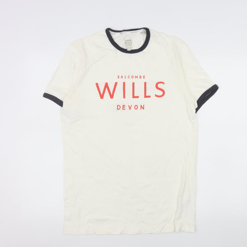 Jack Wills Men's White Graphic Crew Neck T-Shirt Size S