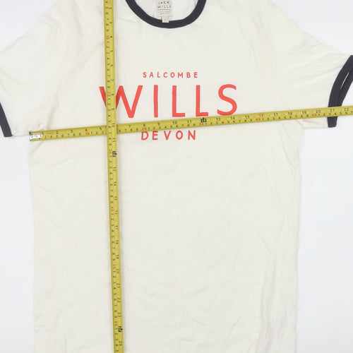 Jack Wills Men's White Graphic Crew Neck T-Shirt Size S