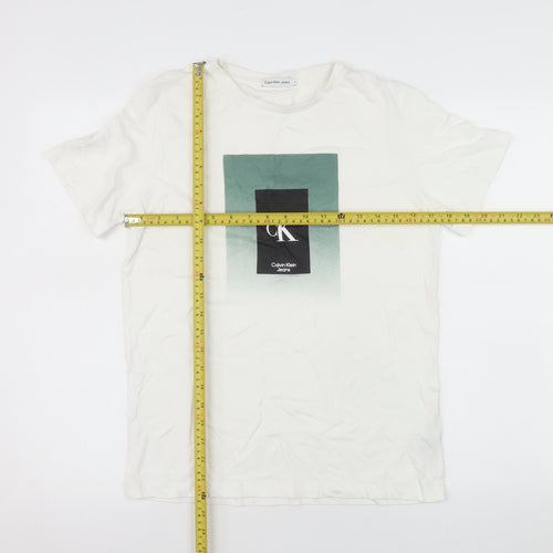 Calvin Klein Jeans Womens White Size 16 Basic Cotton Logo T-Shirt