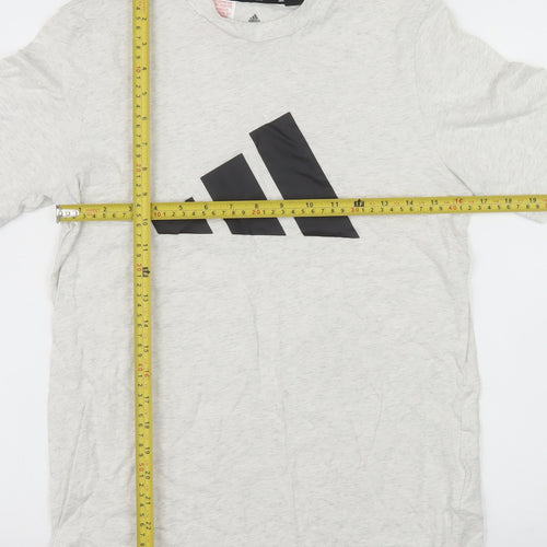 Adidas Boys Grey 13-14 Years Basic Cotton Logo T-Shirt