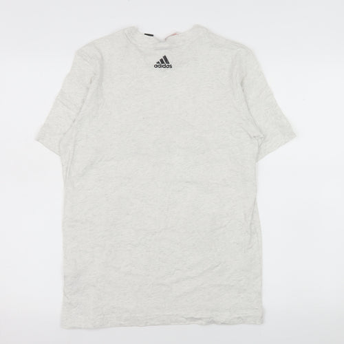 Adidas Boys Grey 13-14 Years Basic Cotton Logo T-Shirt