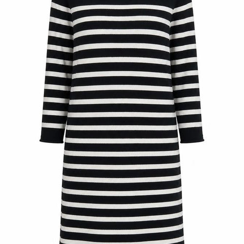 ZARA Women Black White Striped Shift Knit Midi Dress Size S
