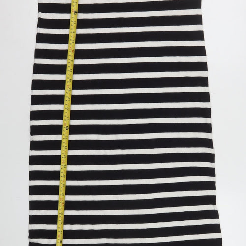 ZARA Women Black White Striped Shift Knit Midi Dress Size S