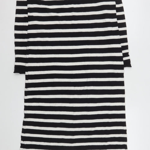ZARA Women Black White Striped Shift Knit Midi Dress Size S