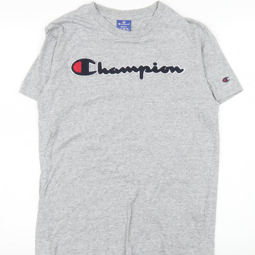Champion Men's Grey Short Sleeve Crew Neck Logo T-Shirt Size S
