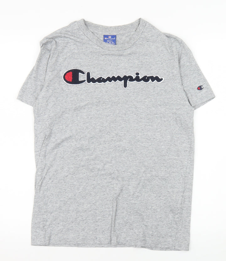 Champion Men's Grey Short Sleeve Crew Neck Logo T-Shirt Size S