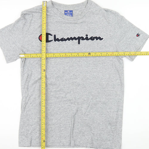 Champion Men's Grey Short Sleeve Crew Neck Logo T-Shirt Size S