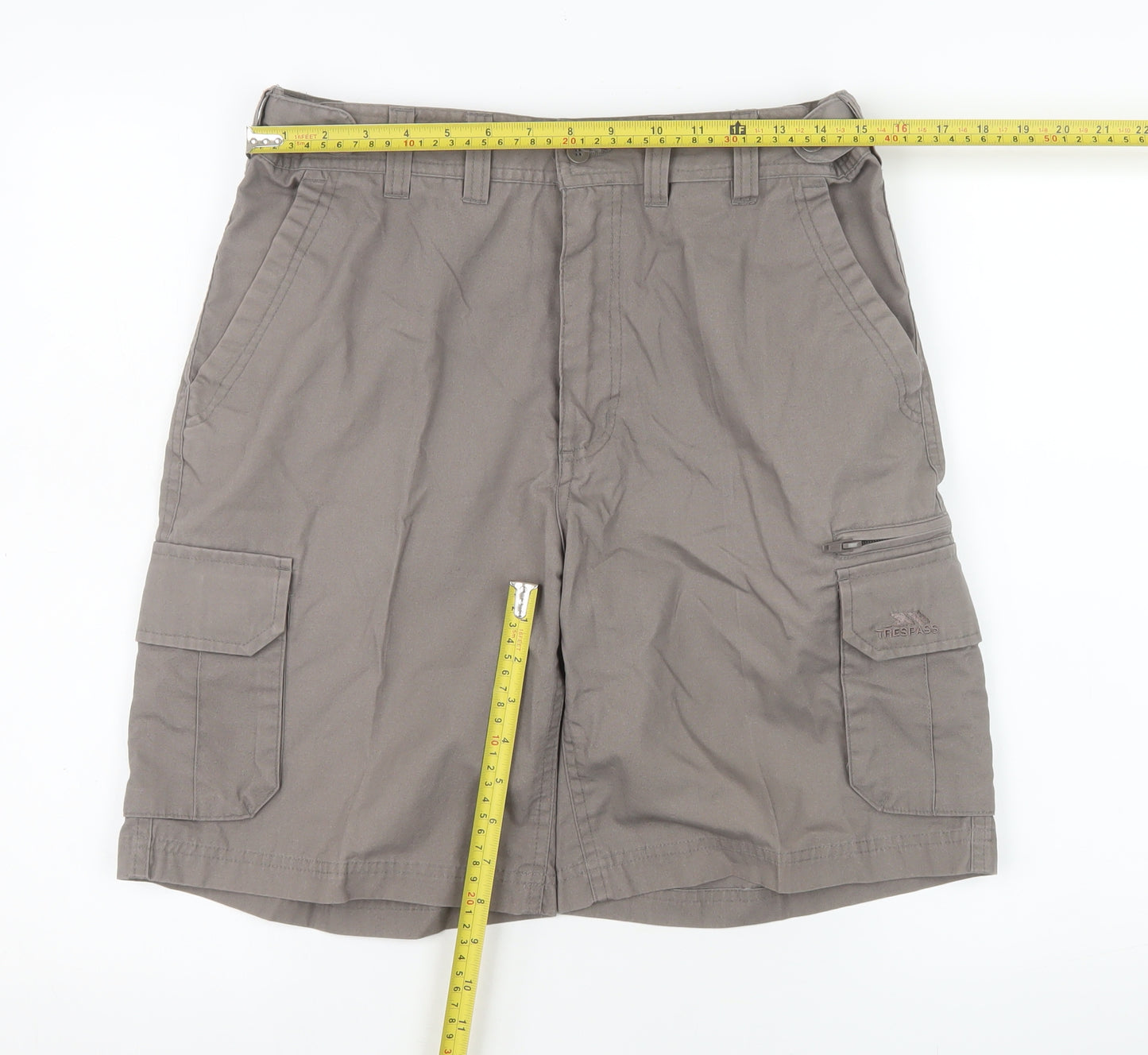 Trespass Mens Grey Cargo Shorts S Regular Fit Outdoor Casual