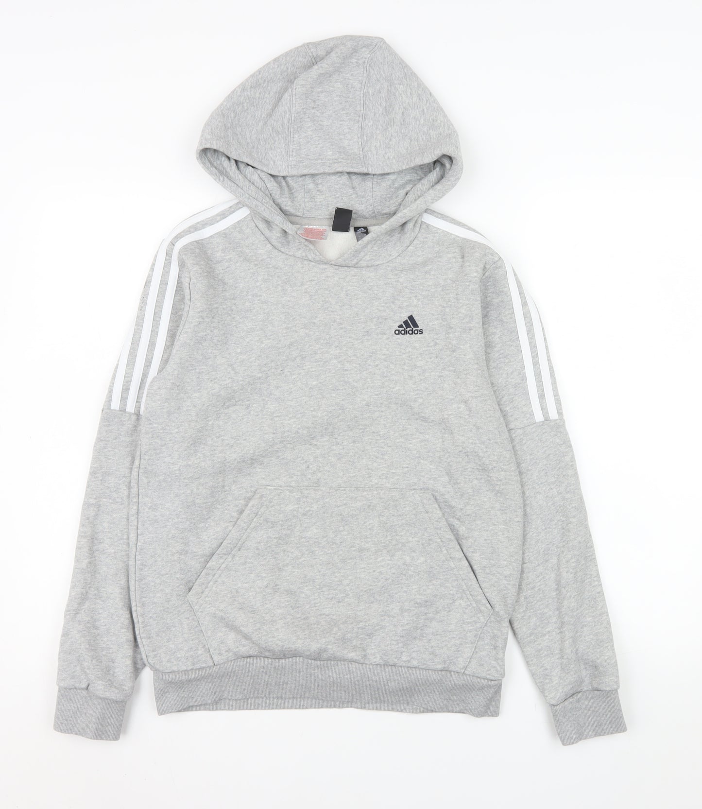 Adidas Girls Grey 13-14 Years Pullover Hoodie Fleece Sweatshirt