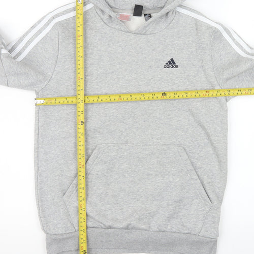 Adidas Girls Grey 13-14 Years Pullover Hoodie Fleece Sweatshirt