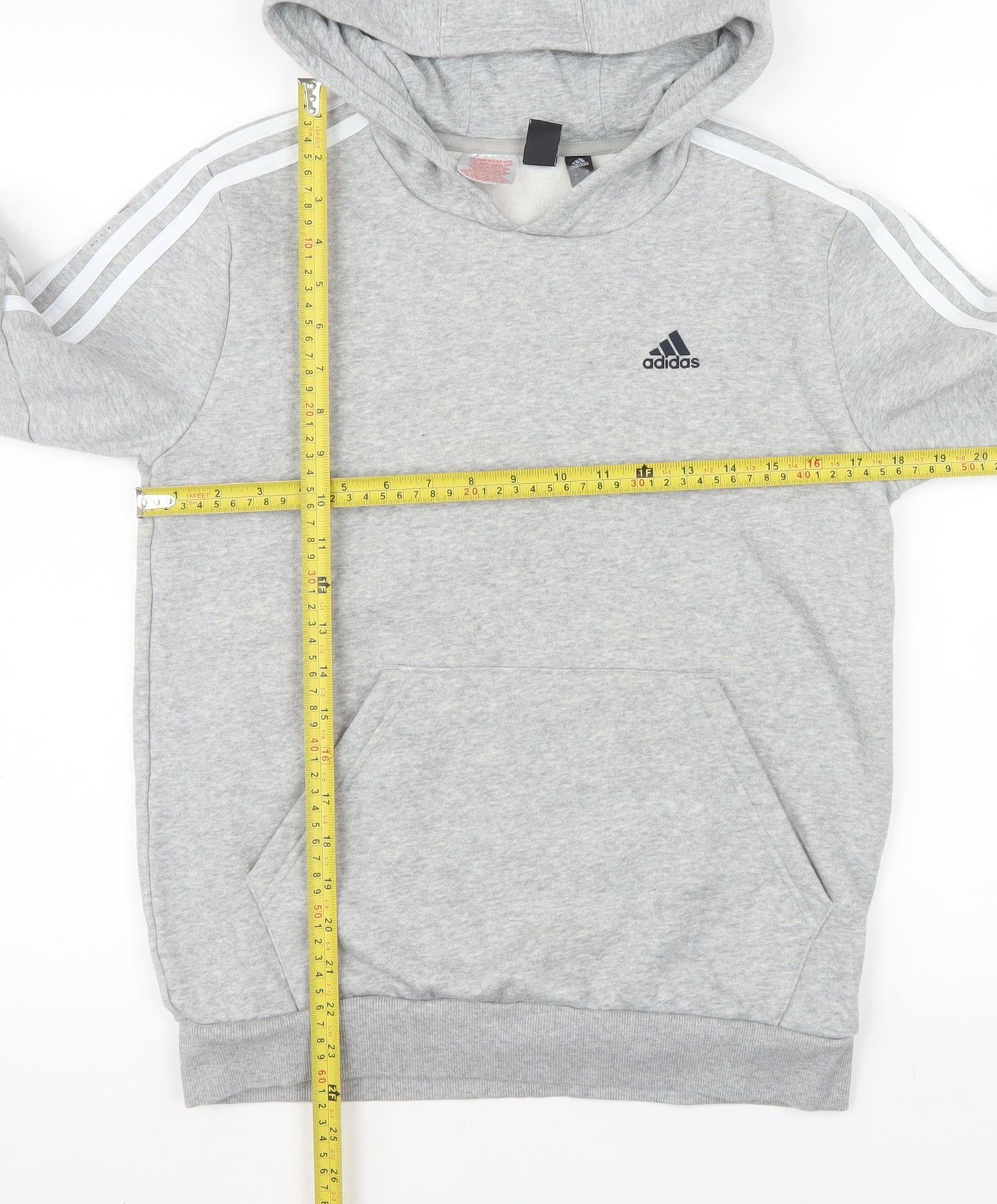 Adidas Girls Grey 13-14 Years Pullover Hoodie Fleece Sweatshirt