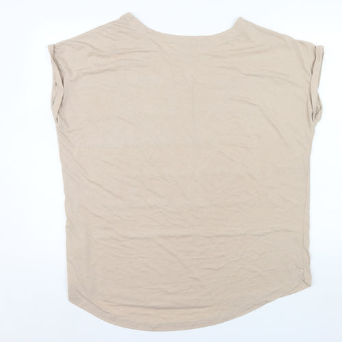 Next Women Beige Sequin Stripe Short Sleeve T-Shirt Size 18