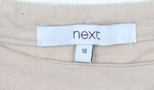 Next Women Beige Sequin Stripe Short Sleeve T-Shirt Size 18