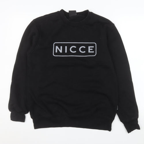NICCE Men's Black Small Pullover Crew Neck Logo Sweatshirt