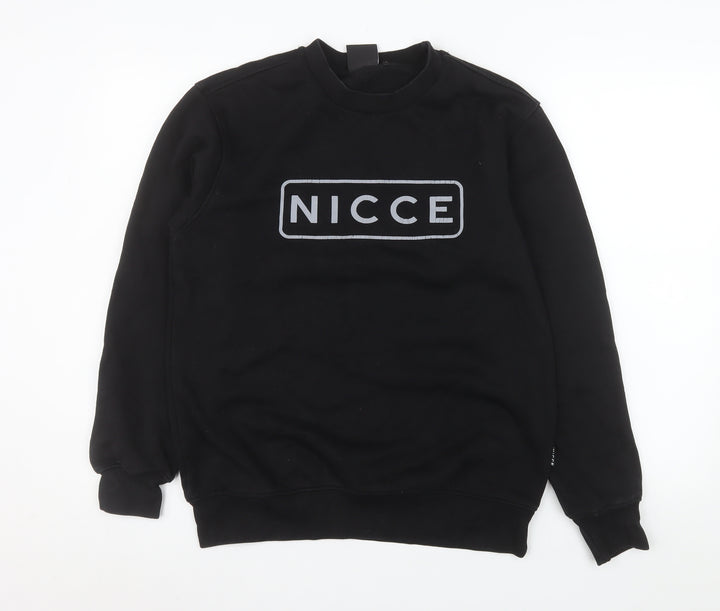 NICCE Men's Black Small Pullover Crew Neck Logo Sweatshirt