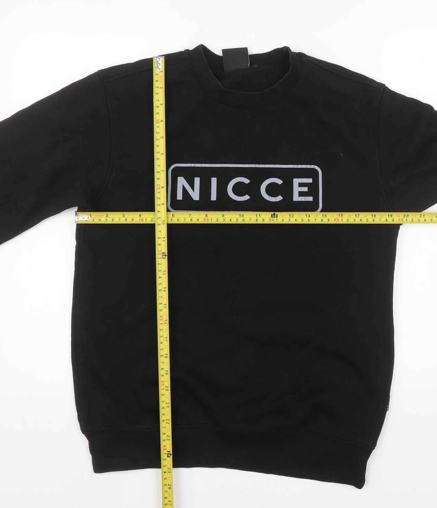 NICCE Men's Black Small Pullover Crew Neck Logo Sweatshirt