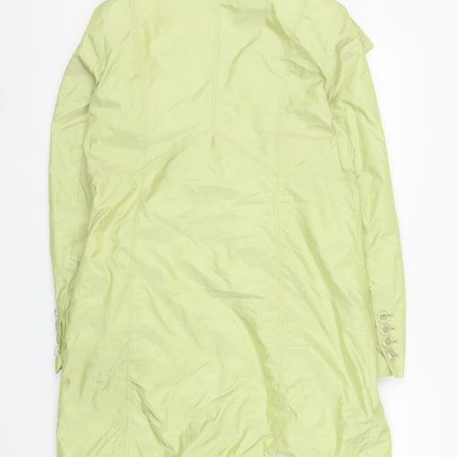 Damo Amsterdam Womens Green Belted Trench Coat Size 14 Lightweight Mid-Length