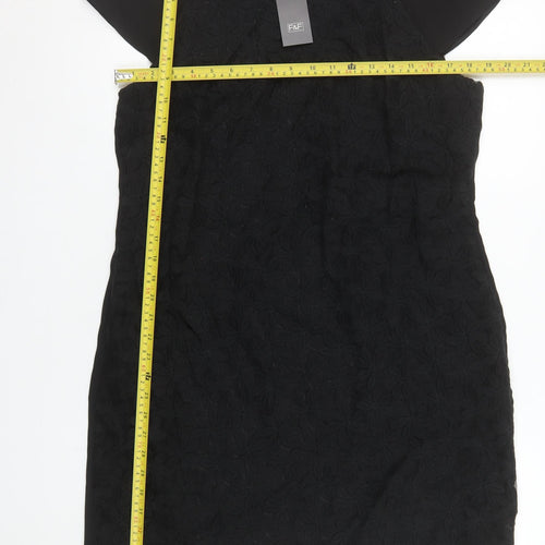 F&F Women’s Black Lace Shift Dress Size 16 Short Sleeve Knee Length