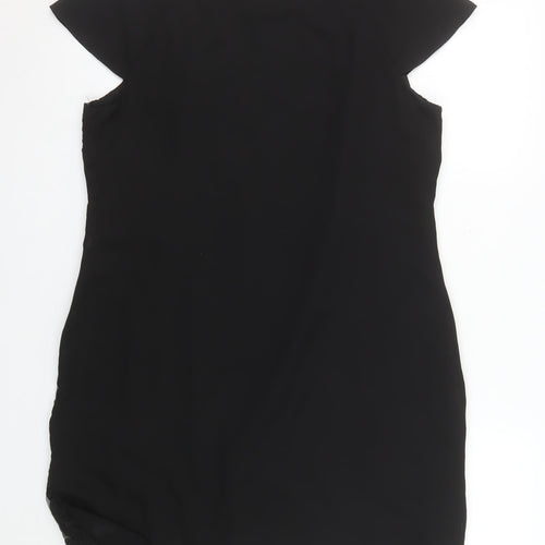 F&F Women’s Black Lace Shift Dress Size 16 Short Sleeve Knee Length