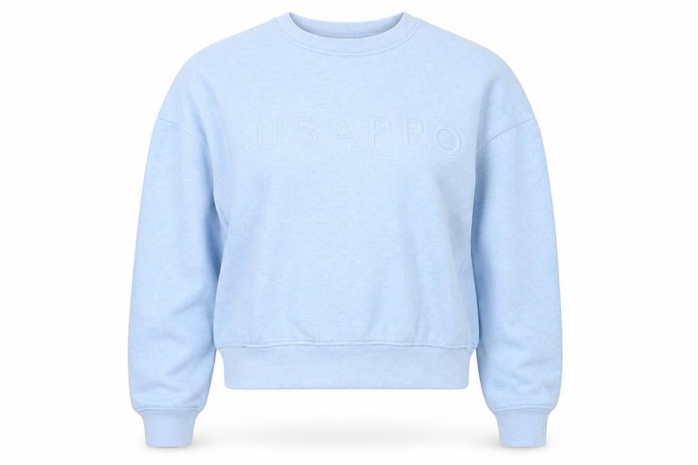 Front view of USA Pro Women's Blue Crew Neck Pullover Sweatshirt UK 16