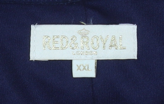 Red & Royal London Womens Gold Blue Fit & Flare Floral Off Shoulder Dress Size 2XL