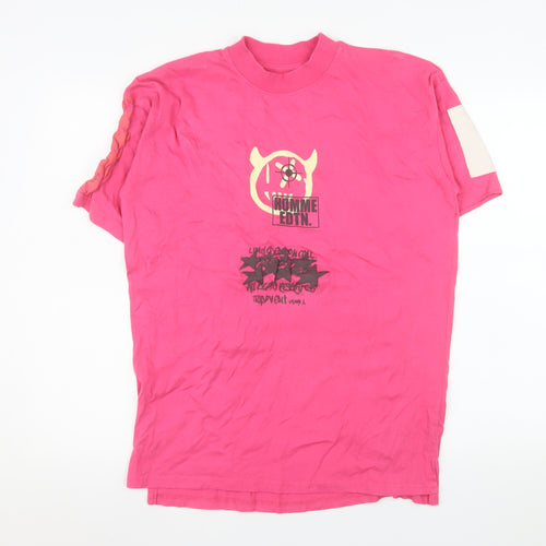 boohooMAN Men’s Pink Graphic Print Crew Neck Cotton T-Shirt XS