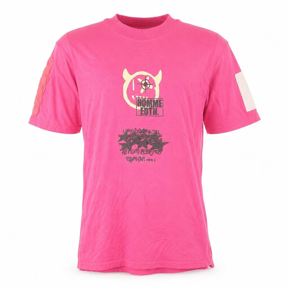 boohooMAN Men’s Pink Graphic Print Crew Neck Cotton T-Shirt XS