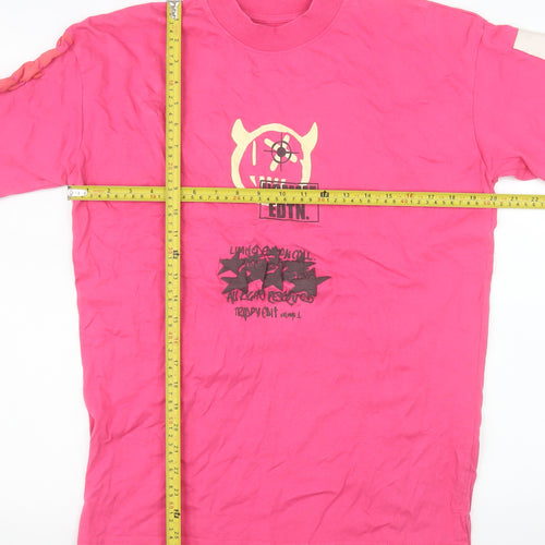 boohooMAN Men’s Pink Graphic Print Crew Neck Cotton T-Shirt XS