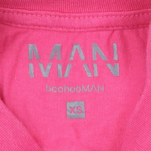boohooMAN Men’s Pink Graphic Print Crew Neck Cotton T-Shirt XS