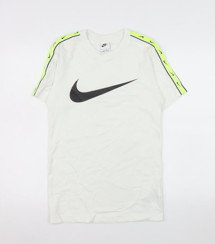 Nike Men's White XS Graphic Swoosh Short Sleeve Cotton T-Shirt