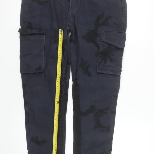boohooMAN Men’s Blue Camouflage Cargo Trousers Size 30 Regular Fit
