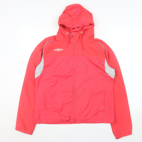 Umbro Womens Pink Hooded Windbreaker Jacket Size 14