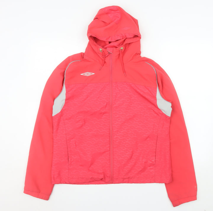 Umbro Womens Pink Hooded Windbreaker Jacket Size 14