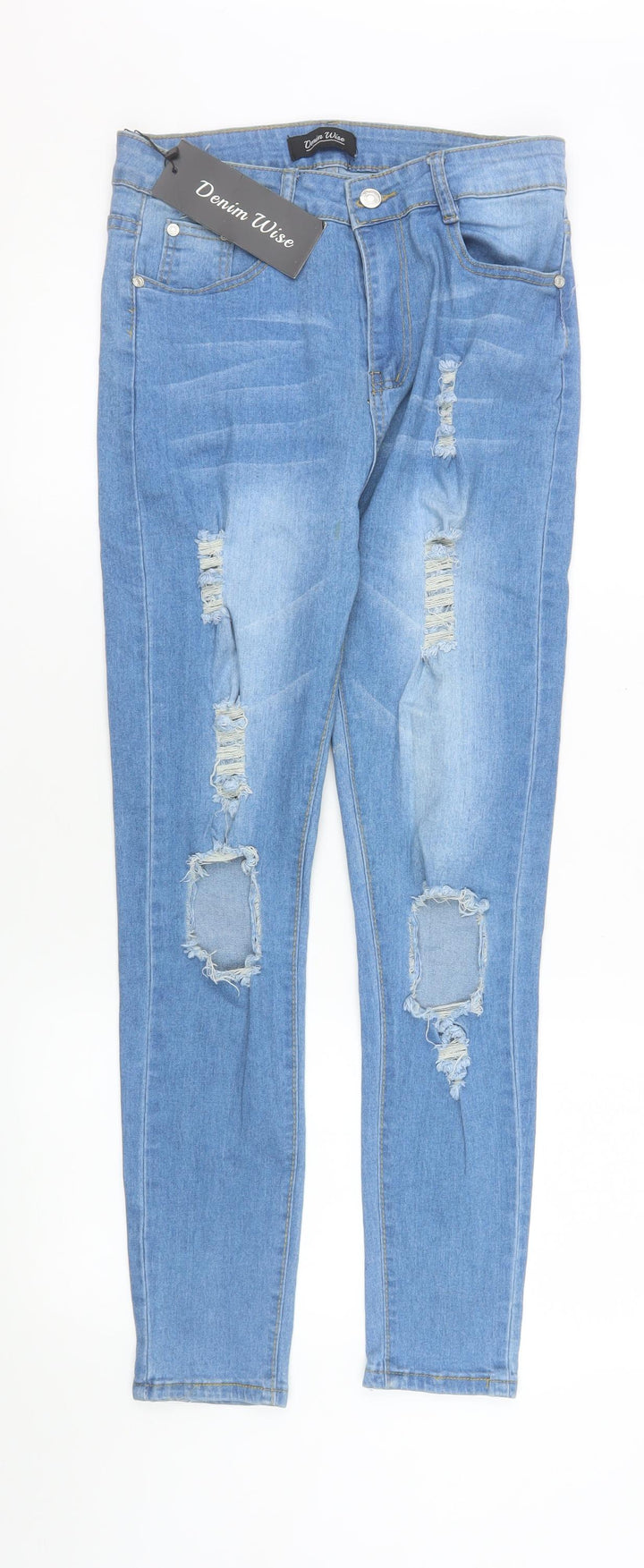 Denim Wise Women Blue Size 12 Distressed Skinny Jeans