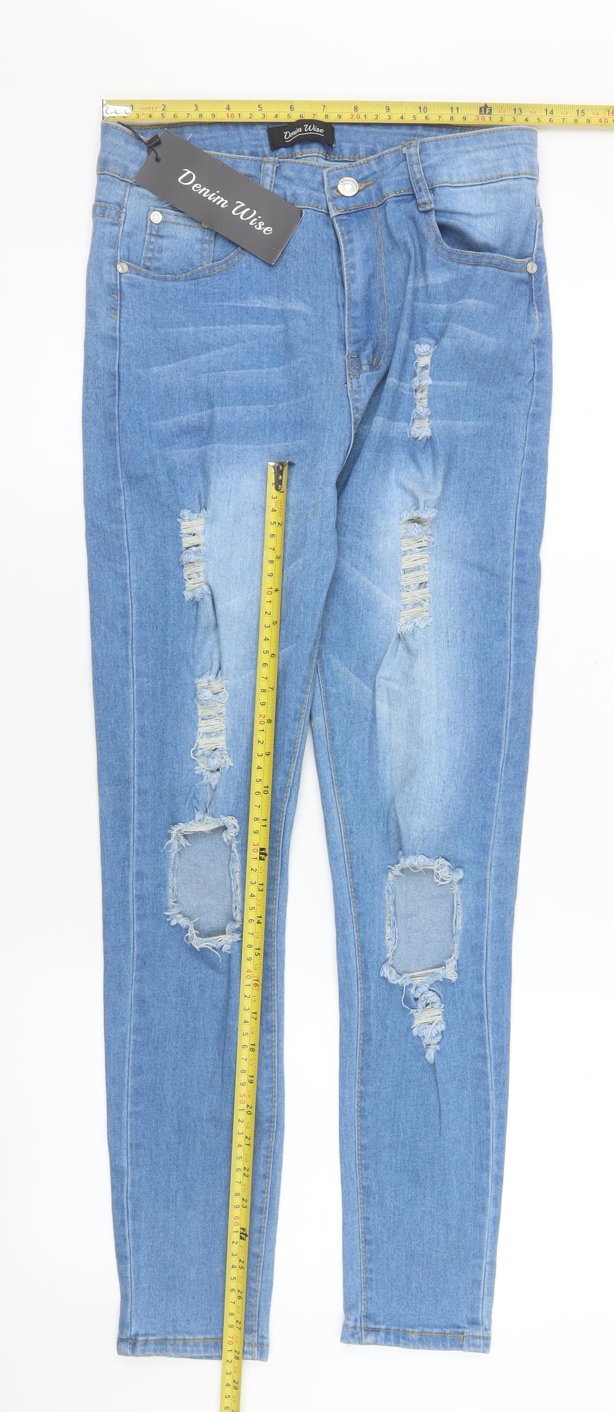 Denim Wise Women Blue Size 12 Distressed Skinny Jeans