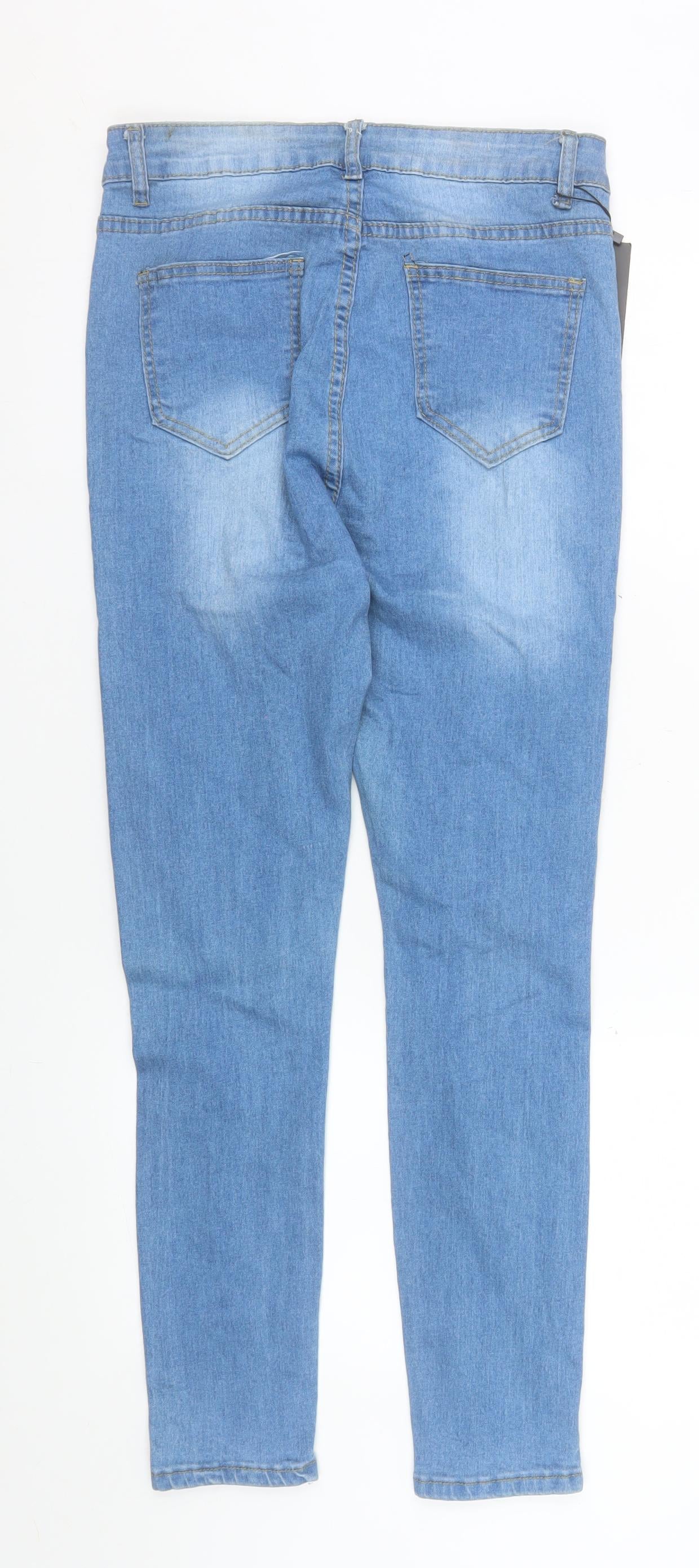 Denim Wise Women Blue Size 12 Distressed Skinny Jeans